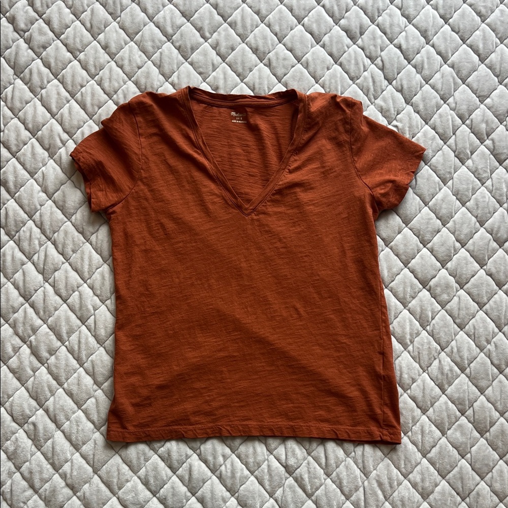 Madewell Rust V-Neck Top